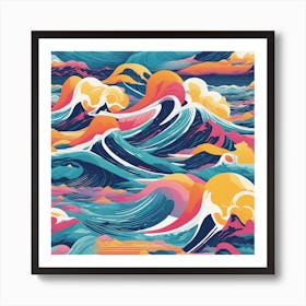 Minimalism Masterpiece, Trace In The Waves To Infinity + Fine Layered Texture + Complementary Cmyk C Art Print