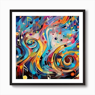 Designart ' Abstract Music and Rhythm ' Abstract Framed Canvas Art Print