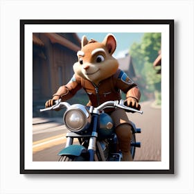 Chipmunk On A Motorcycle 2 Art Print