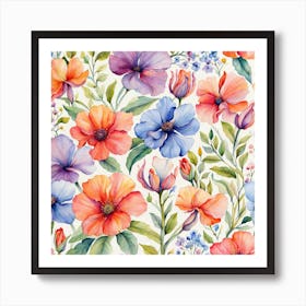 Watercolor Flowers 9 Art Print