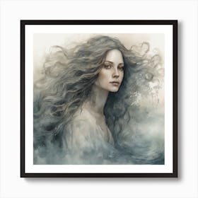 Girl With Long Hair 2 Art Print