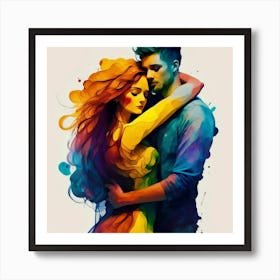 Couple Hugging 7 Art Print