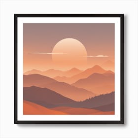 Misty mountains background in orange tone 54 Art Print