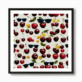 cherries, sunglasses and fruit Art Print