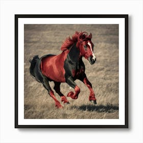 Caballo Al Trote Pelo Rojo Y Negro Art Print