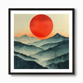 Sunrise Over The Foggy Mountains - abstract art, abstract painting  city wall art, colorful wall art, home decor, minimal art, modern wall art, wall art, wall decoration, wall print colourful wall art, decor wall art, digital art, digital art download, interior wall art, downloadable art, eclectic wall, fantasy wall art, home decoration, home decor wall, printable art, printable wall art, wall art prints, artistic expression, contemporary, modern art print, Art Print