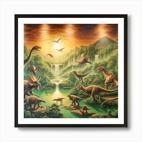 Dinosaur Mural Art Print