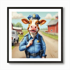 Cow In Uniform Art Print