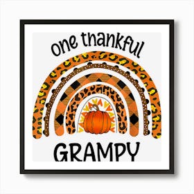 One Thankful Grampy Boho Rainbow Pumpkin Thanksgiving Art Print