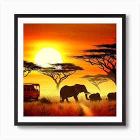 Sunset In The Savannah 1 Art Print