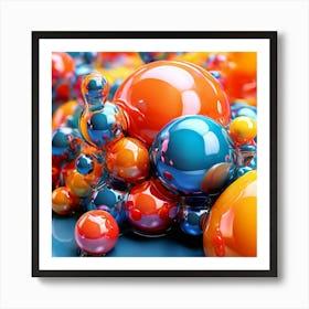 3d Bubbles Colors Dimensional Objects Illustrations Shapes Plants Vibrant Textured Spheric (5) Art Print