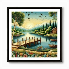 Lake Scene Art Print