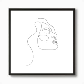 Portrait Of A Woman Continuous line drawing of a woman, Scandinavian wall art, fine art print. Art Print