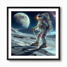 Skier On The Moon Art Print