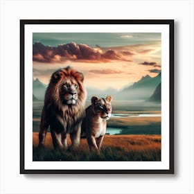 Lion And Lioness Art Print