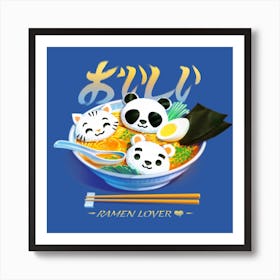 Ramen Panda Cat Bear Art Print