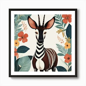 Okapi 3 Folk Style Animal Illustration Art Print 0 Art Print