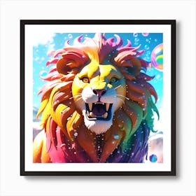 Lion With Bubbles 5 Art Print