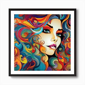 Colorful Woman'S Face 3 Art Print