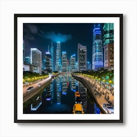 Hong Kong City At Night 5 Art Print