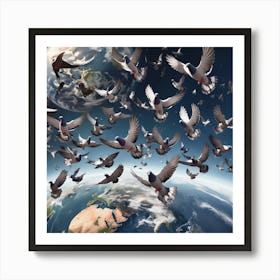 A Flock Of Pige 18334322 3435 46f2 Ab1b 24cbcd10ade5 Art Print