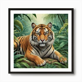 Tiger In The Jungle Art Print 2 Art Print