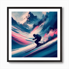 Skiing in paradise Art Print