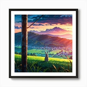 Rabbit At Sunset Poster