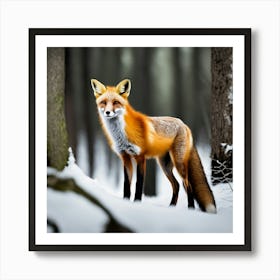 Red Fox In The Snow Art Print