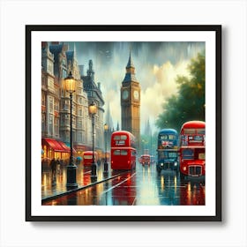 Big Ben In London at Rainy Day Art Print