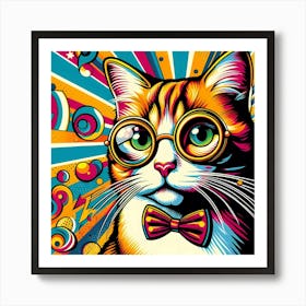 Cat With Glasses 1 Art Print