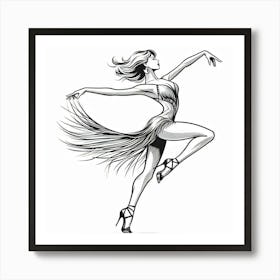 Line Art Latin Dancer 5 Art Print