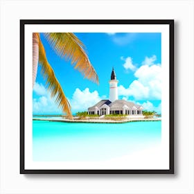 Tropical Island With Palm Trees Art Print