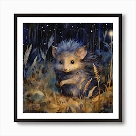 Whimsial Kids Cute Fantasy Hedgehog Art Print Art Print