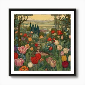 Tulips In The Garden 34 Art Print