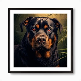 Portrait Of A Rottweiler 1 Art Print