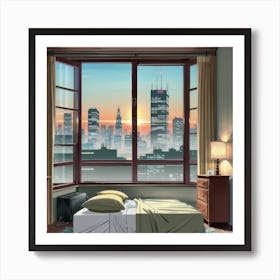 Cityscape Bedroom Art Print