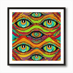 Design Psychedelic Eyes Pattern (1) Art Print