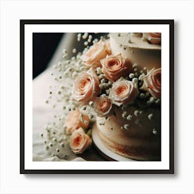 Wedding Cake With Roses Art Print