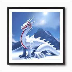 White Dragon In The Snow 2 Art Print