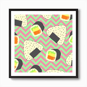 Seamless Pattern With Sushi 1 Art Print