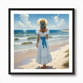 Default Artwork In Oil Painting Relief A Young Girl Standing A 1 Art Print