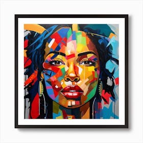 Woman With A Colorful Face Art Print