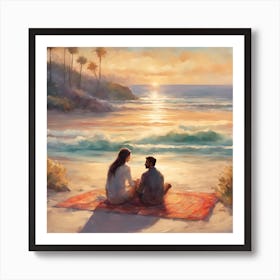 Couple On The Beach Art Print