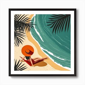 Woman Enjoying The Sun At The Beach 14 Art Print