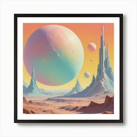 Alien Landscape vintage retro sci-fi art Art Print