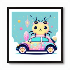 Cute Kawaii Car Art Print