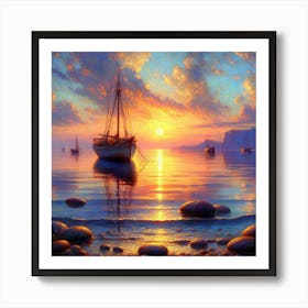 Sunset At Sea Art Print