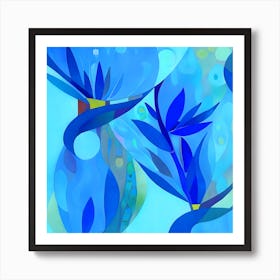 Blue Birds in Paradise Art Print