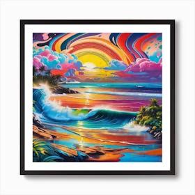 Sunset At The Beach 54 Art Print